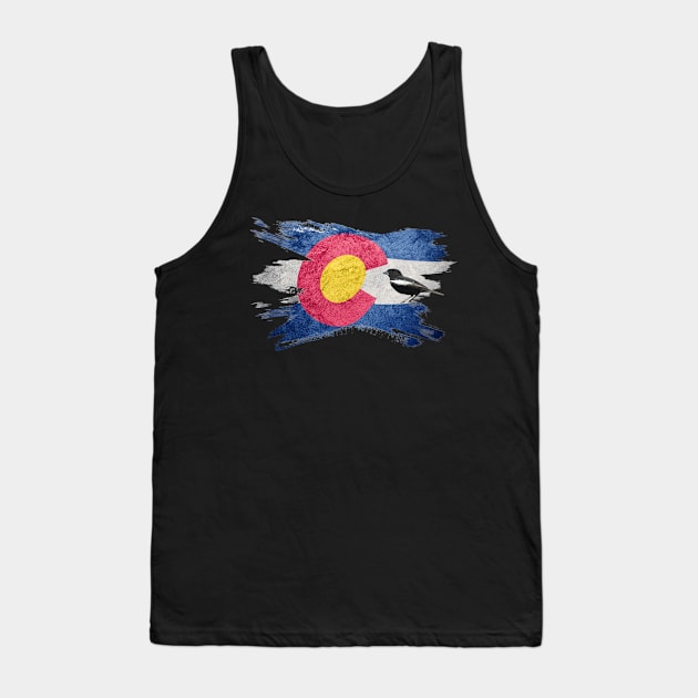 COLORADO STATE FLAG with State Bird, LARK BUNTING Tank Top by Bristlecone Pine Co.